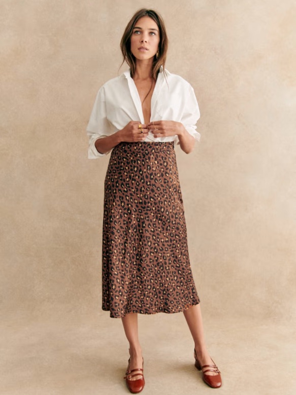Sezane Sandy Skirt in Mini Leopard size 6